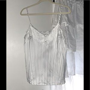 Abercrombie lace trimmed slate pinstripe cami